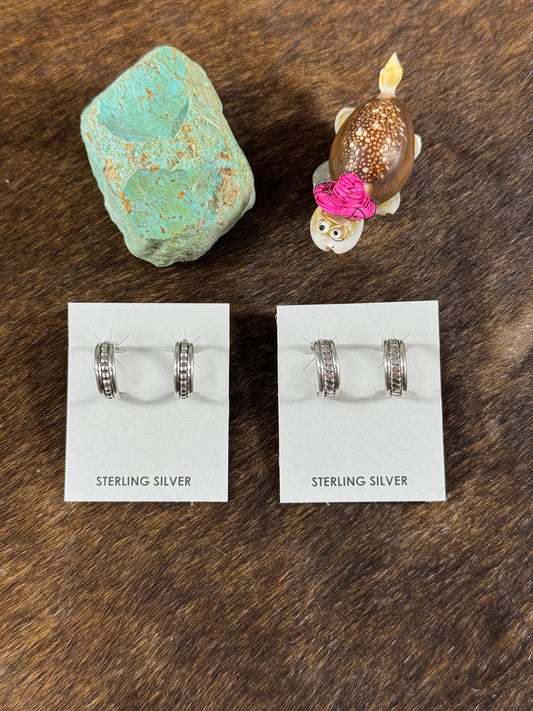 Sterling Silver Stamp Hoop Earrings