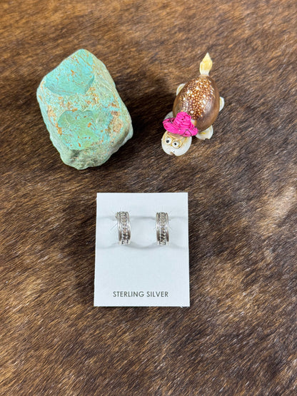Sterling Silver Stamp Hoop Earrings