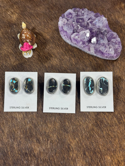 Black Jack Oval Earring