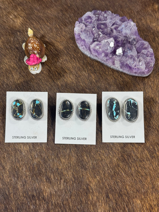 Black Jack Oval Earring