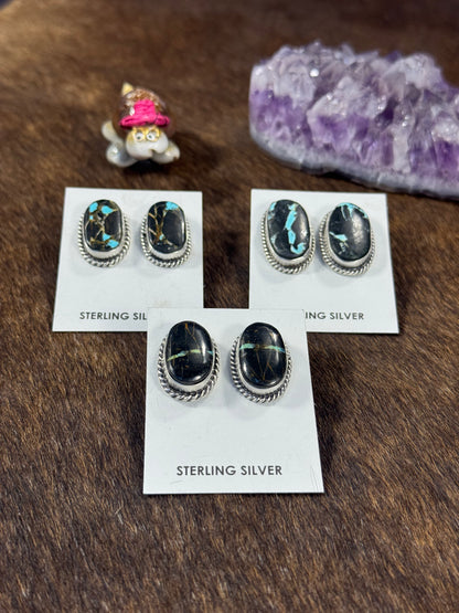 Black Jack Oval Earring