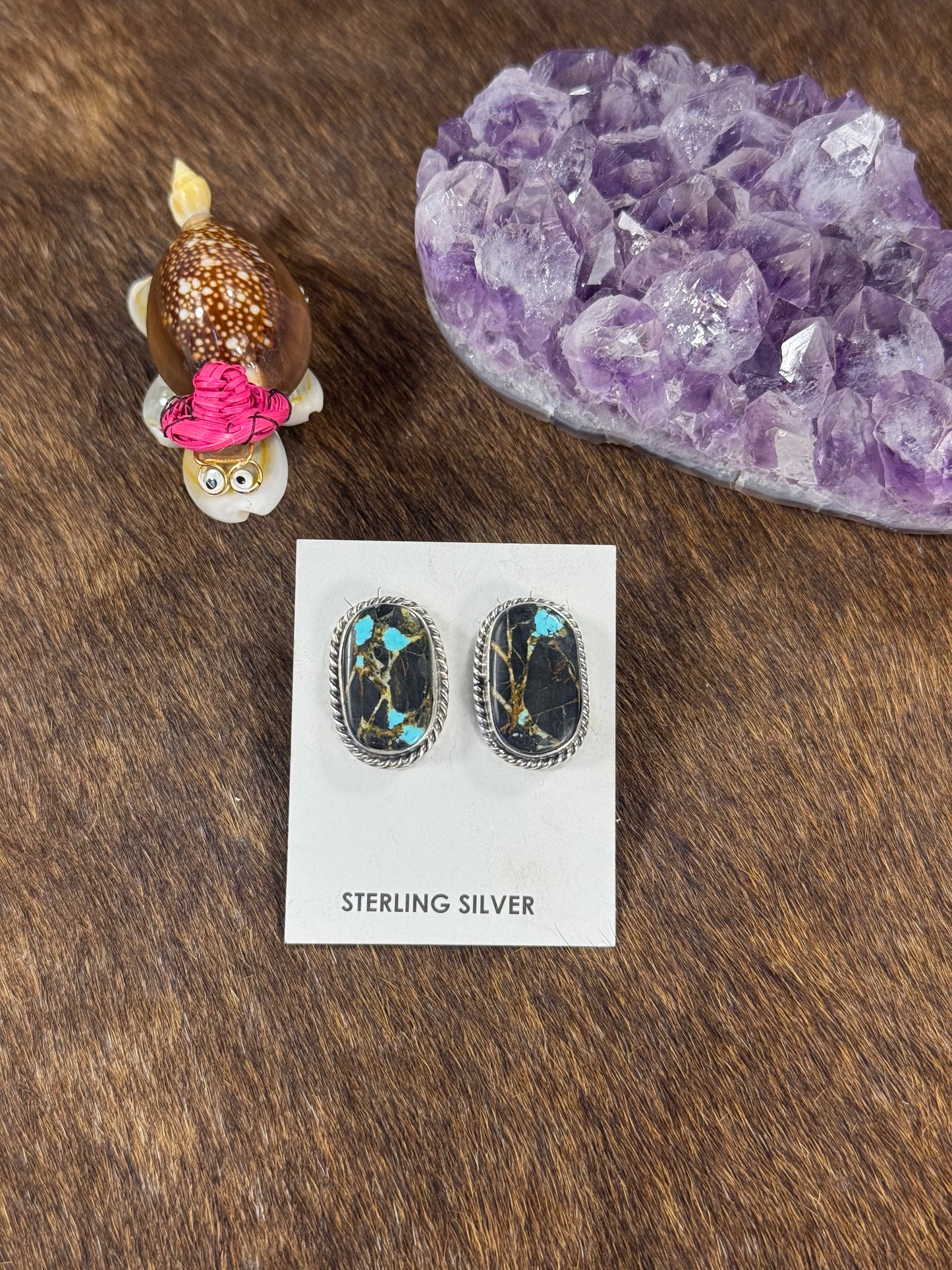 Black Jack Oval Earring