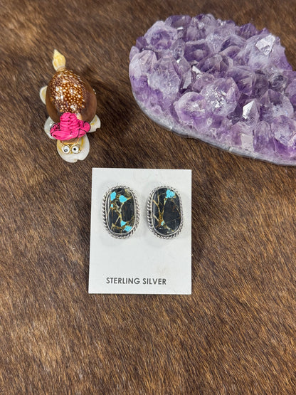 Black Jack Oval Earring