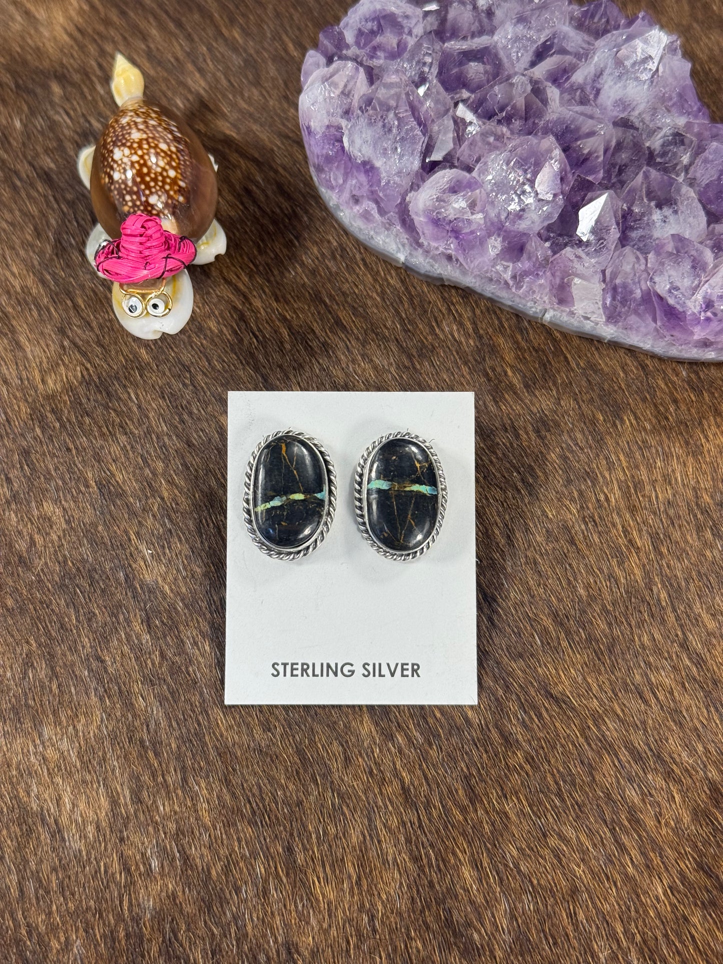 Black Jack Oval Earring