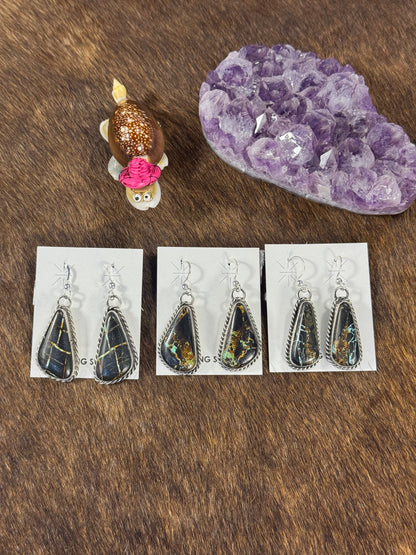 Black Jack Oval Dangle Earring