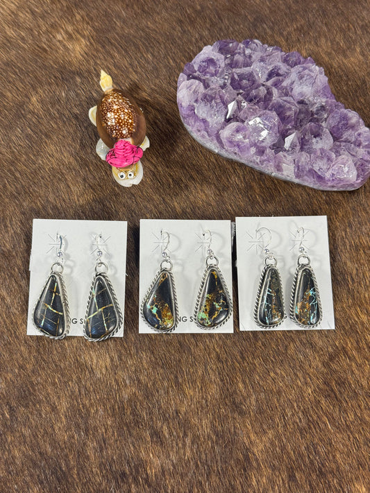 Black Jack Oval Dangle Earring