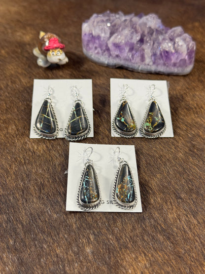 Black Jack Oval Dangle Earring