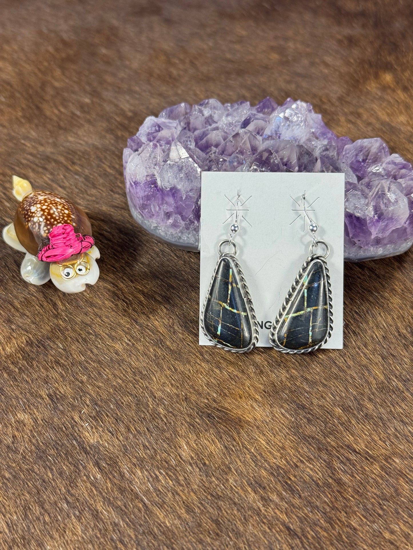 Black Jack Oval Dangle Earring