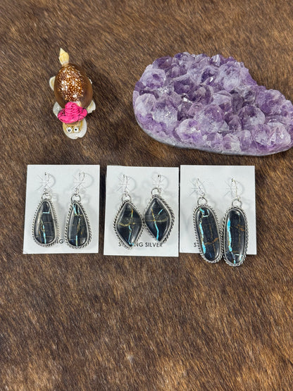 Black Jack Oval Dangle Earring