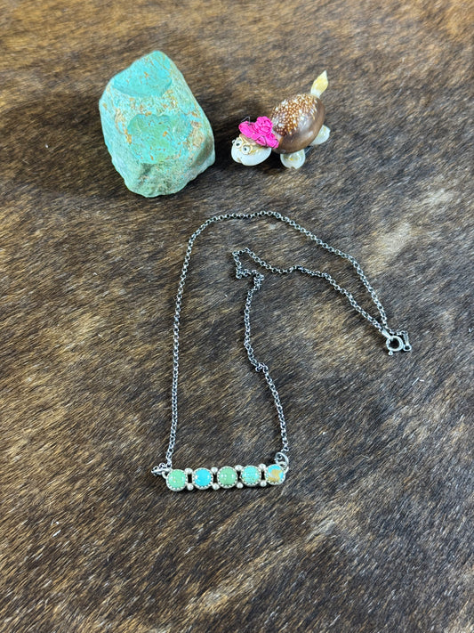 Kingman Turquoise 5 Stone Bar Necklace