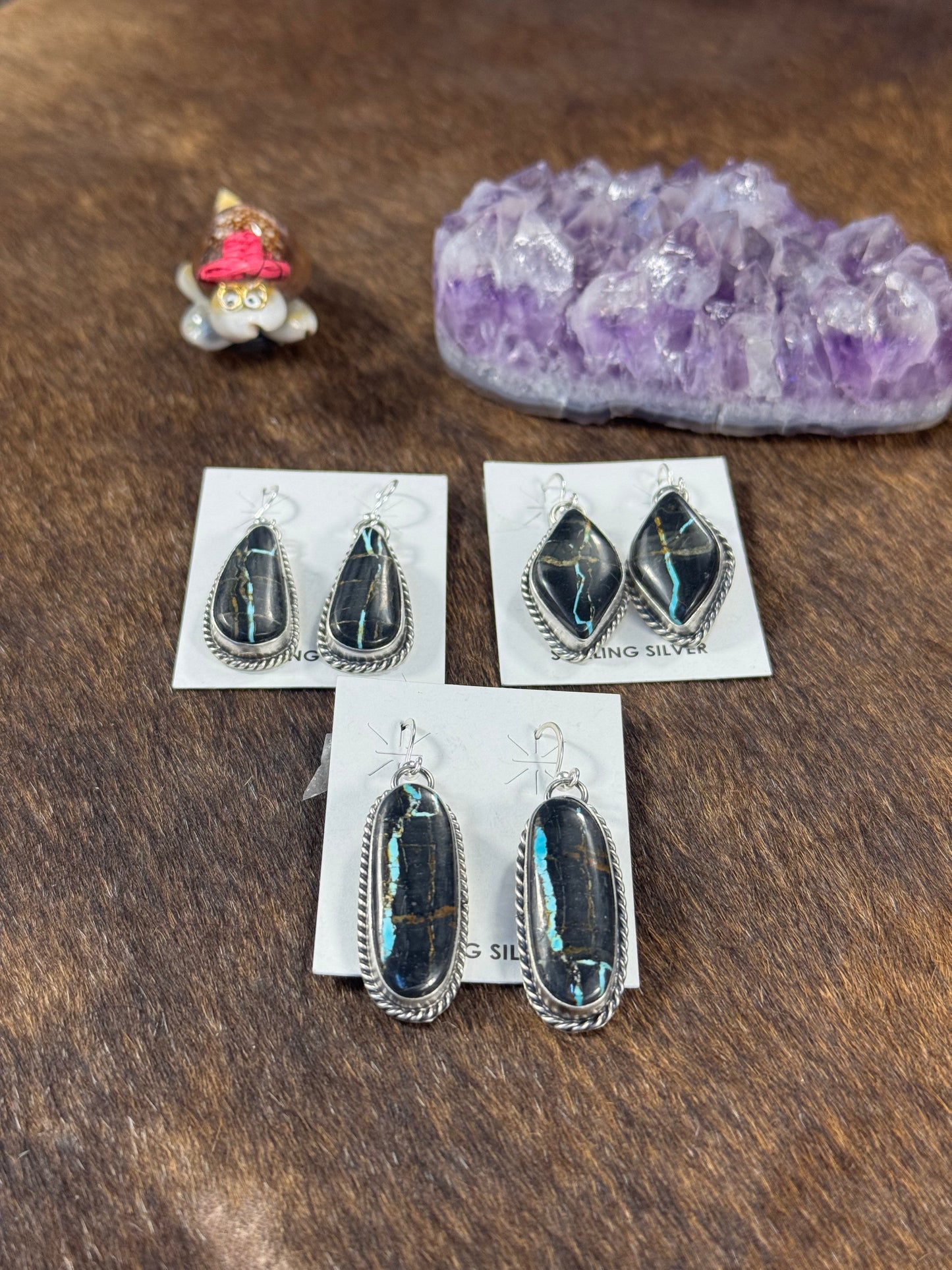 Black Jack Oval Dangle Earring