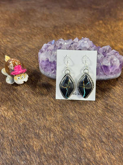 Black Jack Oval Dangle Earring