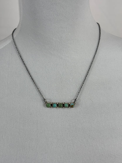 Kingman Turquoise 5 Stone Bar Necklace