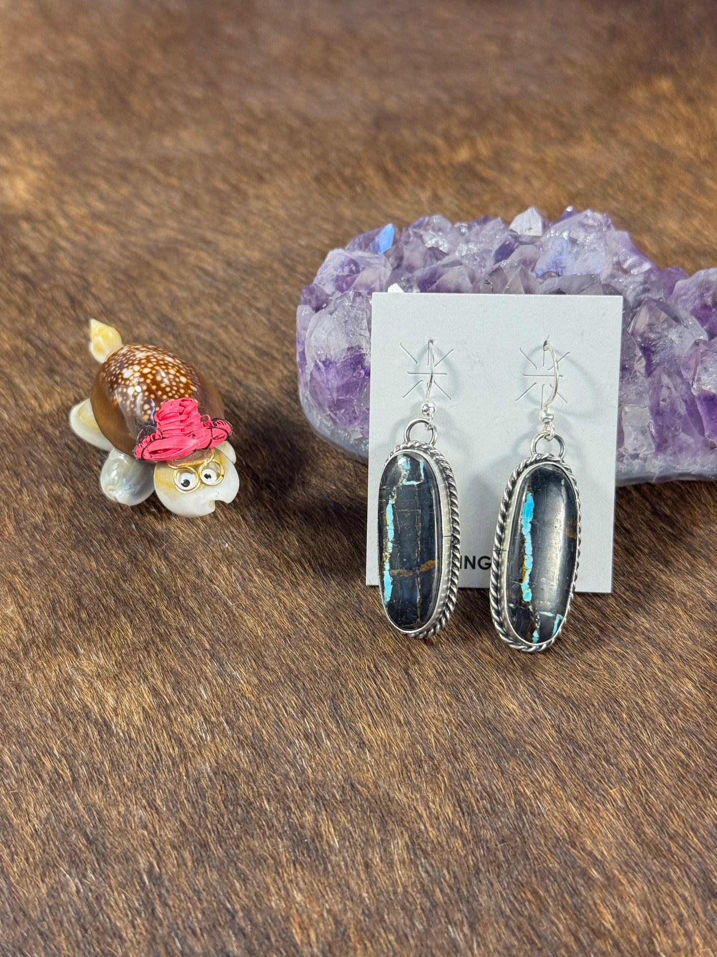 Black Jack Oval Dangle Earring
