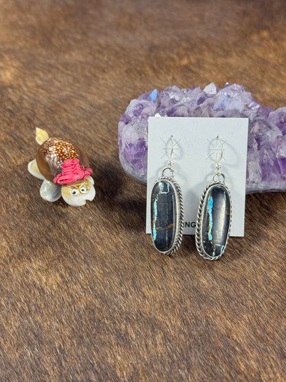 Black Jack Oval Dangle Earring