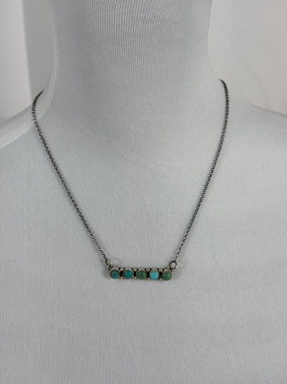 Kingman Turquoise 5 Stone Bar Necklace