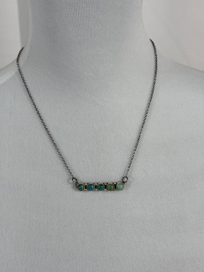 Kingman Turquoise 5 Stone Bar Necklace