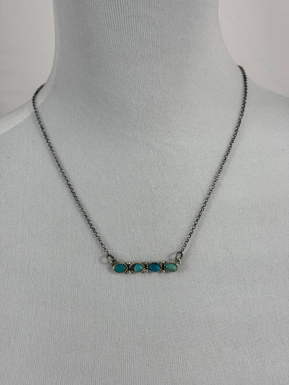 Kingman Turquoise 5 Stone Bar Necklace