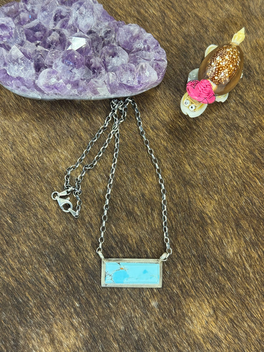 Kingman Turquoise Slab Bar Necklace