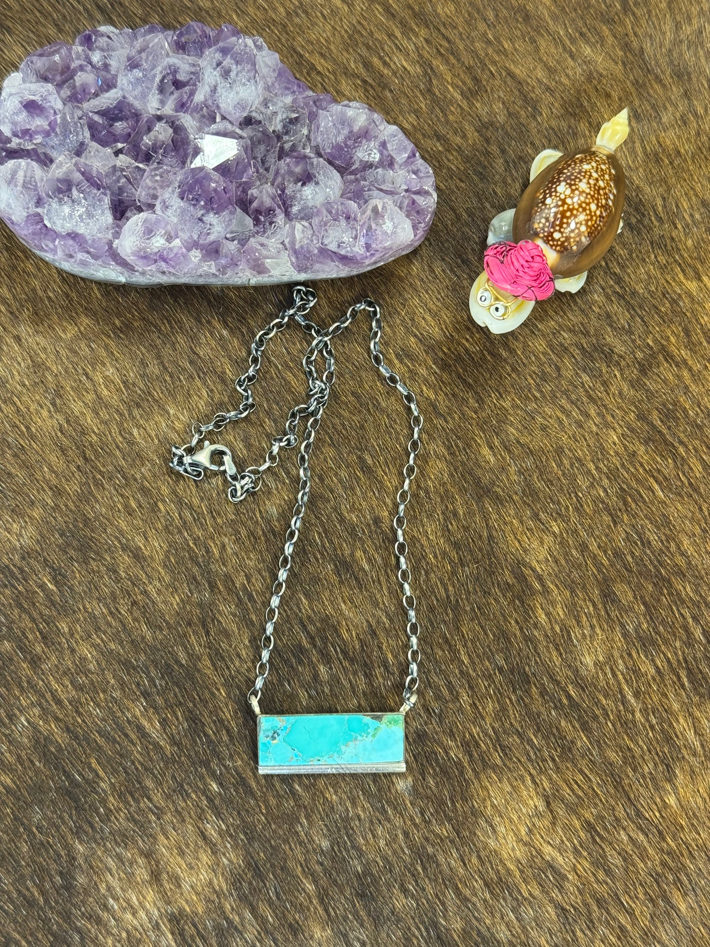 Kingman Turquoise Slab Bar Necklace