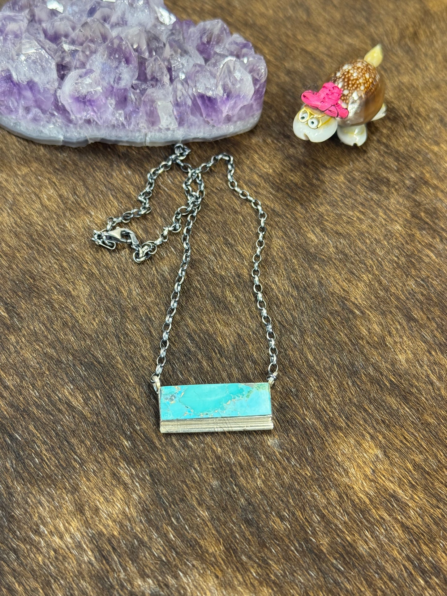 Kingman Turquoise Slab Bar Necklace