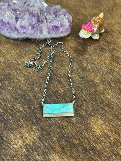 Kingman Turquoise Slab Bar Necklace