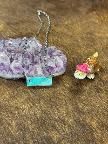 Kingman Turquoise Slab Bar Necklace