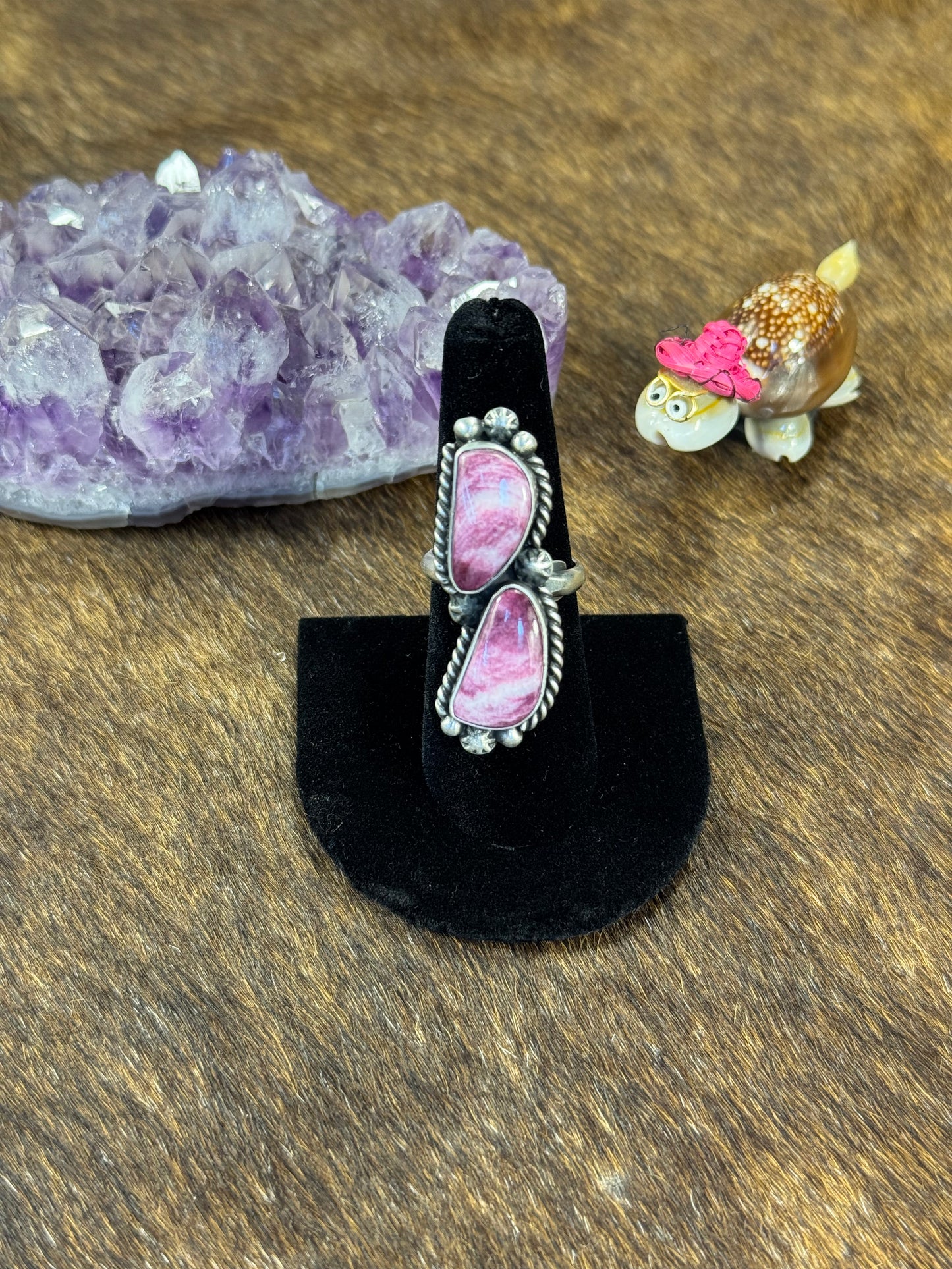 Purple Spiny Two Stone Ring