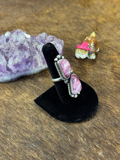 Purple Spiny Two Stone Ring