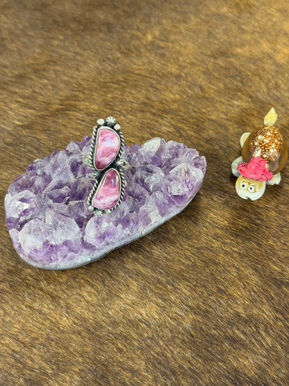 Purple Spiny Two Stone Ring