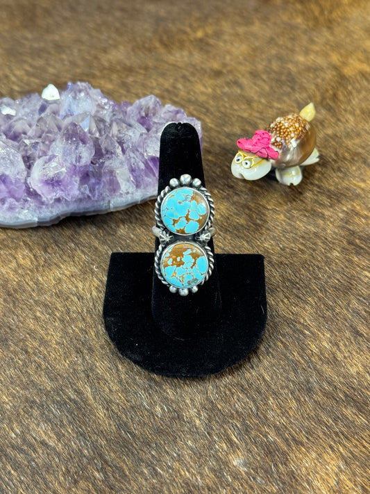 #8 Turquoise Two Stone Ring
