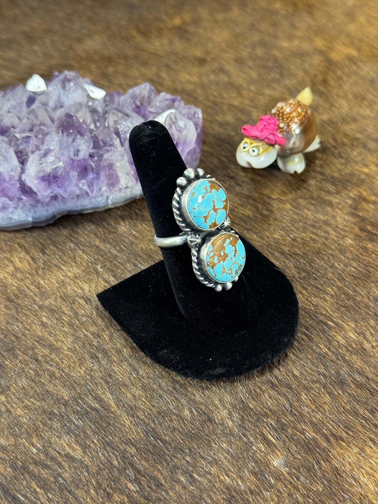 #8 Turquoise Two Stone Ring