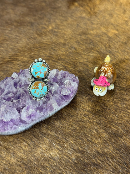 #8 Turquoise Two Stone Ring