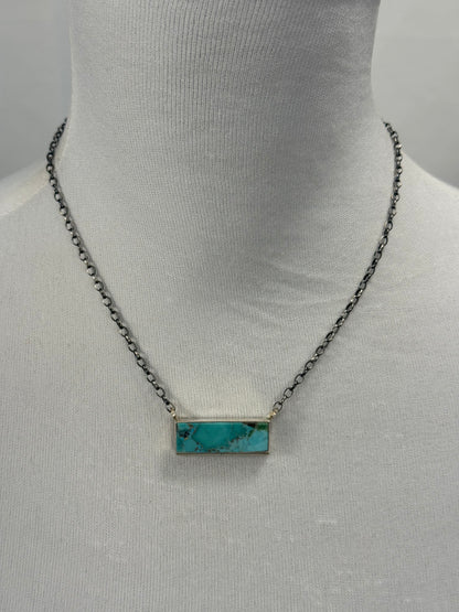 Kingman Turquoise Slab Bar Necklace