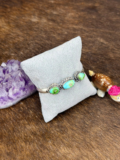 Sonoran Gold Turquoise Sterling Silver Three Stone Cuff