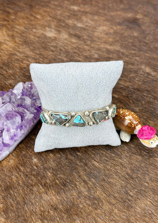 Blackjack Turquoise Sterling Silver Five Stone Cuff
