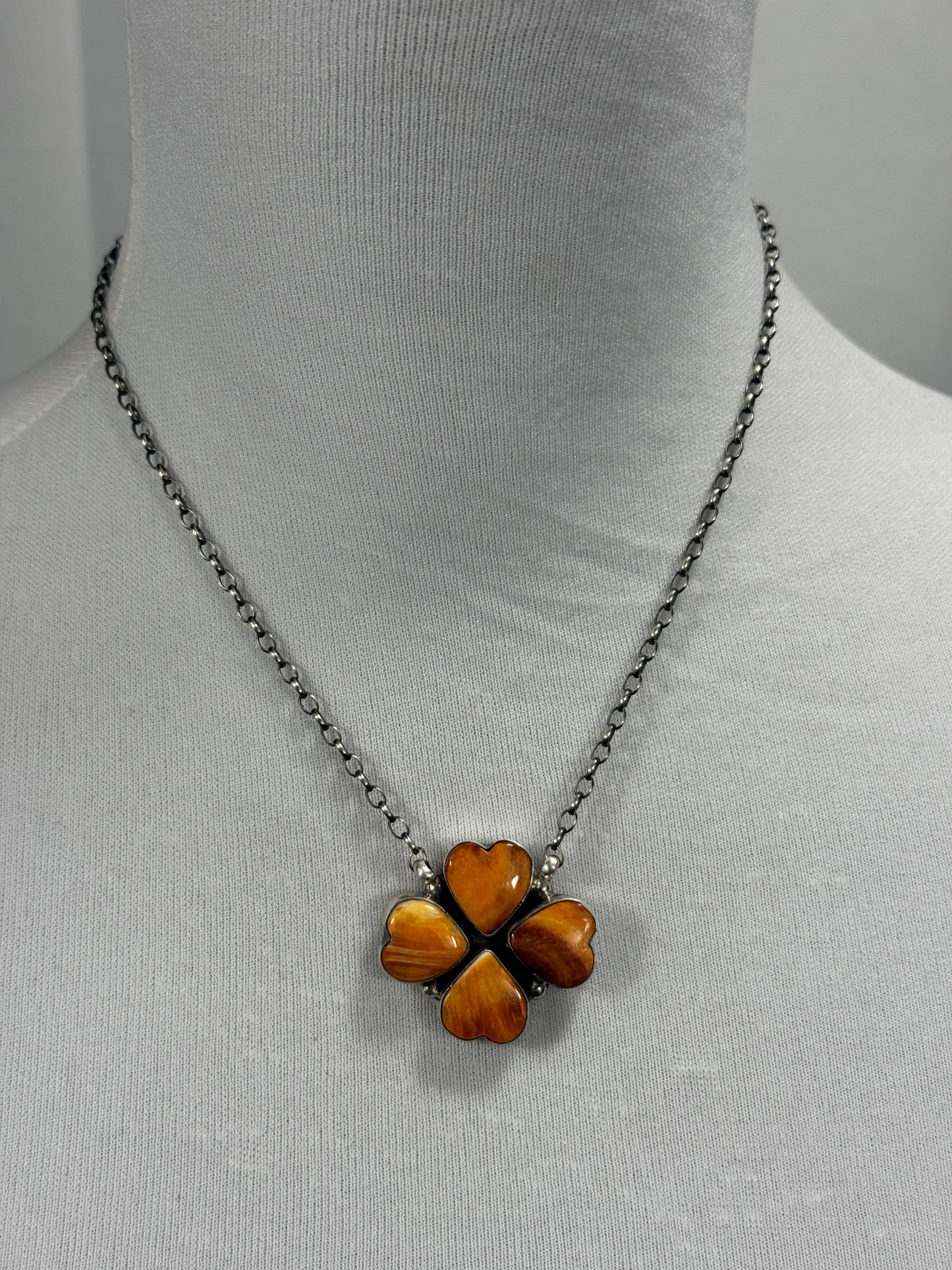 Pink Conch 4 Heart Clover Necklace