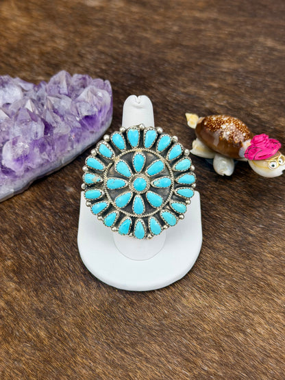 Kingman Turquoise Sterling Silver Cluster Earrings