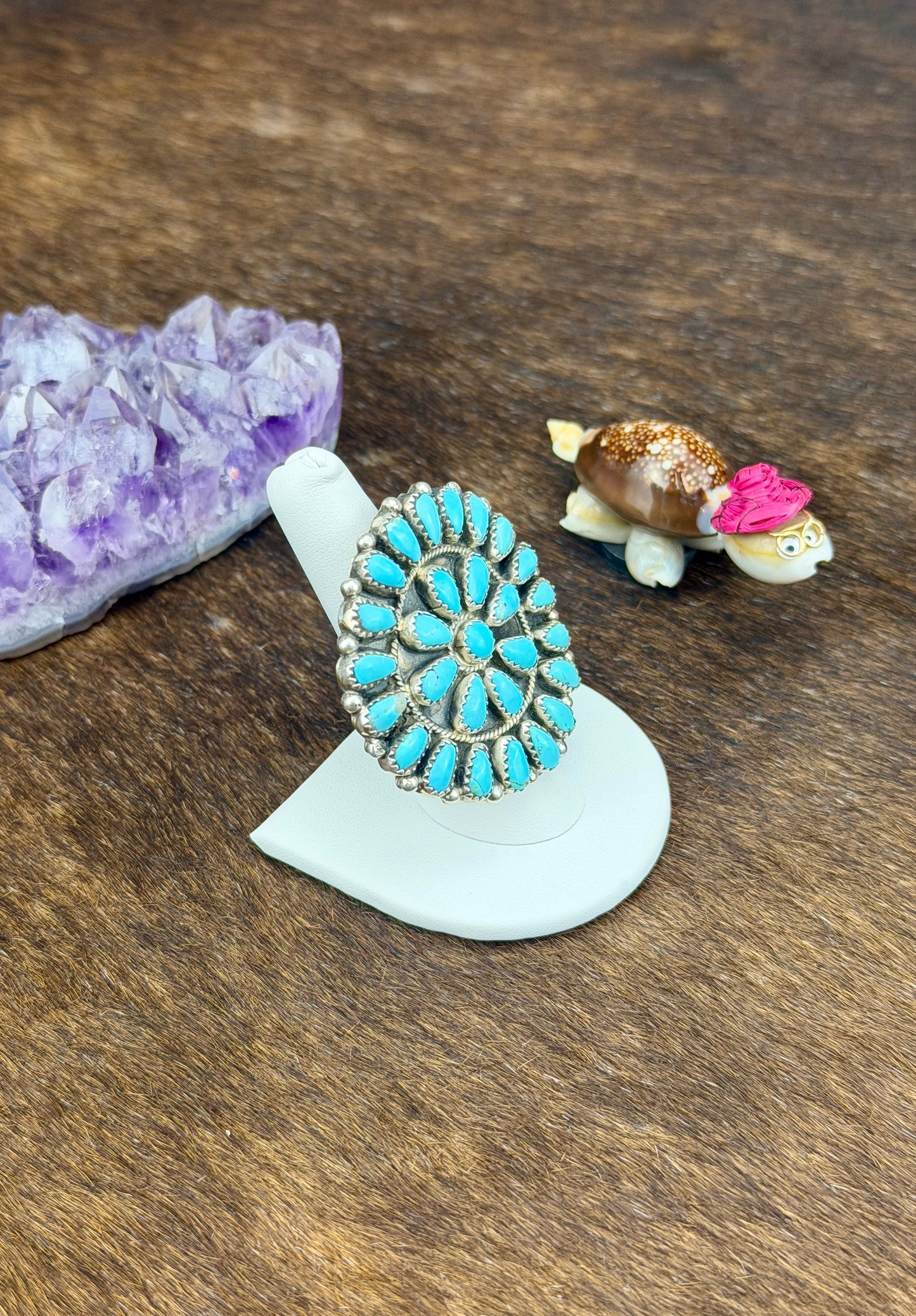 Kingman Turquoise Sterling Silver Cluster Earrings