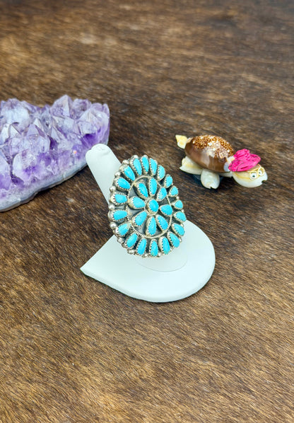 Kingman Turquoise Sterling Silver Cluster Earrings