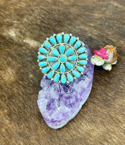 Kingman Turquoise Sterling Silver Cluster Earrings