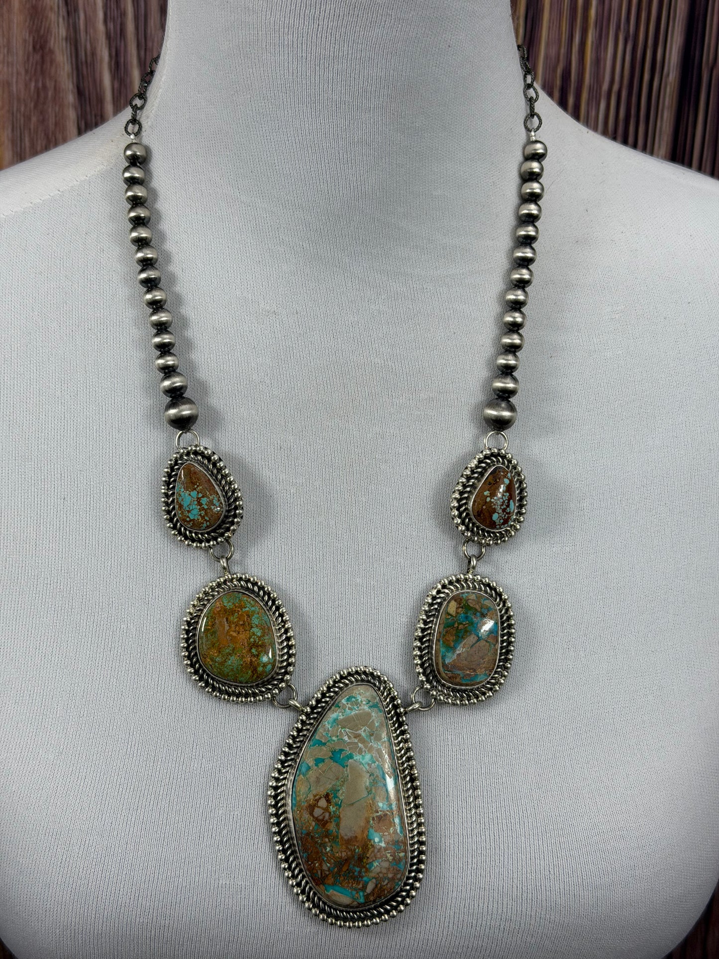 Royston Turquoise and Sterling Pearl Necklace