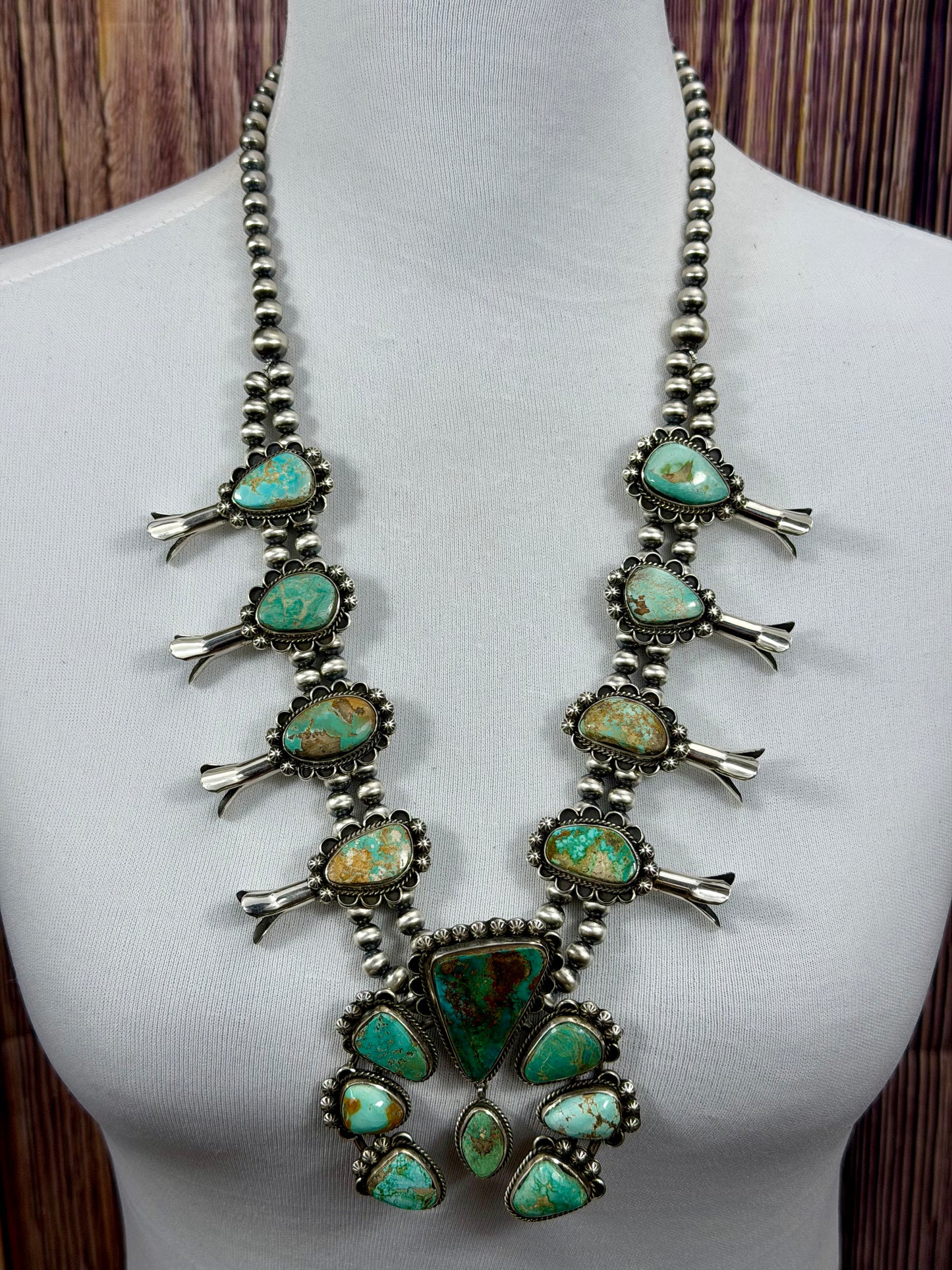 Royston Turquoise Squash Blossom Necklace