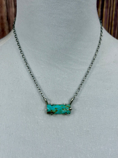 Kingman Turquoise WaterProof Bar Necklace