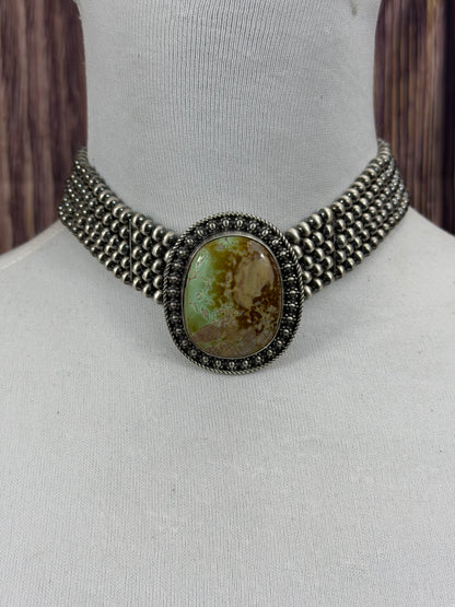 5 strand Sterling Silver 4mm Bead  Royston Choker Necklace