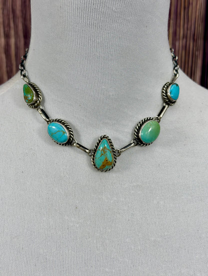 Kingman Turquoise Teardrop Choker Necklace