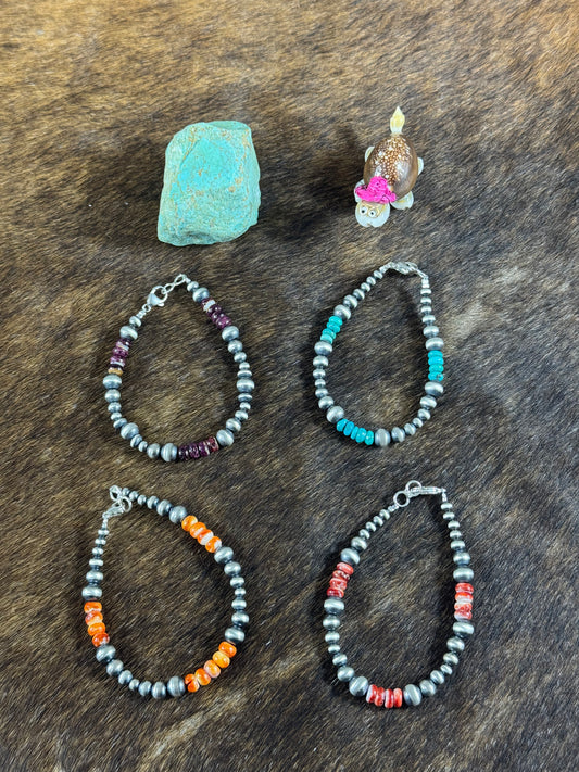 Navajo Style Pearls and Multi Stone Bracelets