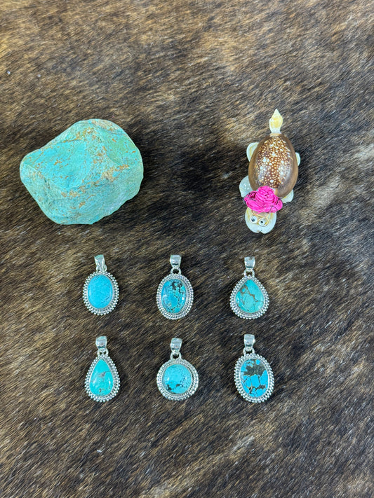 Tibetan Turquoise Twist Wire Pendants