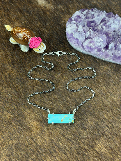 Kingman Turquoise WaterProof Bar Necklace