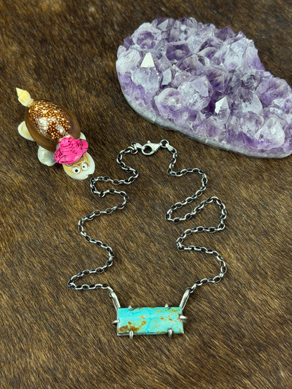 Kingman Turquoise WaterProof Bar Necklace